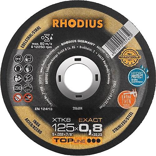 Trennscheibe XTK8 D115x0,8mm gekr.INOX Bohr.22,23mm RHODIUS