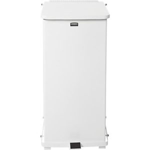 Tretabfalleimer Rubbermaid® Defenders®, rechteckig, Volumen 49 l, selbstschließender Deckel, Stahl verzinkt, weiß