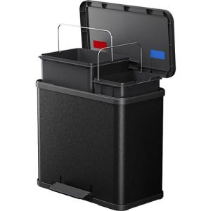 Tretmülleimer Hailo Öko Duo Plus L, 17 + 9 l, rechteckig, Stahlblech, schwarz Tretmülleimer Hailo Öko Duo Plus L, 17 + 9 l, rechteckig, Stahlblech, schwarz
