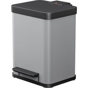 Tretmülleimer Hailo Öko Duo Plus M, 2 x 9 l, rechteckig, Stahlblech, hellgrau Tretmülleimer Hailo Öko Duo Plus M, 2 x 9 l, rechteckig, Stahlblech, hellgrau