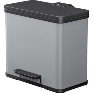 Tretmülleimer Hailo Öko Trio Plus L, 3 x 9 l, rechteckig, aus Stahlblech, hellgrau Tretmülleimer Hailo Öko Trio Plus L, 3 x 9 l, rechteckig, aus Stahlblech, hellgrau