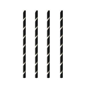 Trinkhalme Papstar Stripes, für Shakes, Einweg, L 200 x Ø 8 mm, aus FSC®-zertifiziertem Papier, schwarz-weiß, 100 Stück Trinkhalme Papstar Stripes, für Shakes, Einweg, L 200 x Ø 8 mm, aus FSC®-zertifiziertem Papier, schwarz-weiß, 100 Stück