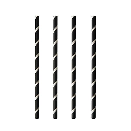 Trinkhalme Papstar Stripes, für Shakes, Einweg, L 200 x Ø 8 mm, aus FSC®-zertifiziertem Papier, schwarz-weiß, 100 Stück