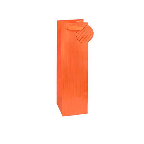 TSI Geschenktasche Nadelstreifen, für Flaschen, 12 x 8 x 36 cm, reißfest, 4er-Set orange