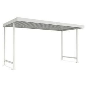 Überdachungssystem Modell Leipzig, einseitig, Grundeinheit, T 2200 mm, B 4300 mm, grauweiß Überdachungssystem Modell Leipzig, einseitig, Grundeinheit, T 2200 mm, B 4300 mm, grauweiß