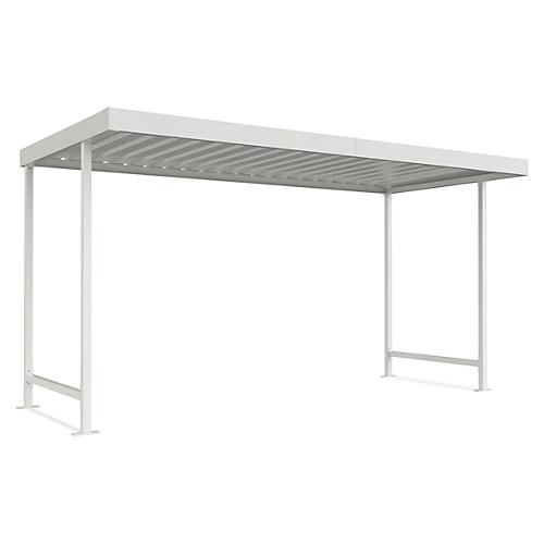 Überdachungssystem Modell Leipzig, einseitig, Grundeinheit, T 2200 mm, B 4300 mm, grauweiß