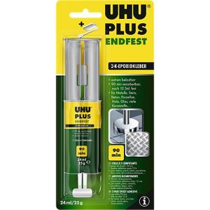 UHU PLUS Endfest 2-Komponenten Kleber, 25 g, auf Epoxidharzbasis, mit Doppelkammerspritze UHU PLUS Endfest 2-Komponenten Kleber, 25 g, auf Epoxidharzbasis, mit Doppelkammerspritze