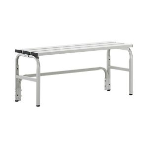 Umkleidebank, Edelstahlrohr/Alu, einfach, 1015 mm breit, lichtgrau Umkleidebank, Edelstahlrohr/Alu, einfach, 1015 mm breit, lichtgrau