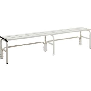 Umkleidebank, Edelstahlrohr/Alu, einfach, 2000 mm breit, lichtgrau Umkleidebank, Edelstahlrohr/Alu, einfach, 2000 mm breit, lichtgrau