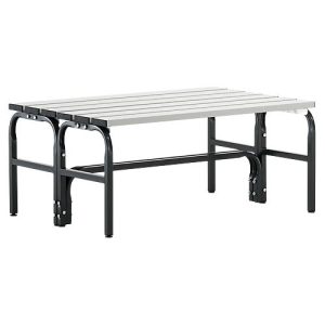 Umkleidebank, Stahlrohr/Alu, doppelt, 1015 mm breit, anthrazit Umkleidebank, Stahlrohr/Alu, doppelt, 1015 mm breit, anthrazit
