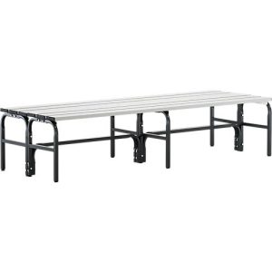Umkleidebank, Stahlrohr/Alu, doppelt, 2000 mm breit, anthrazit Umkleidebank, Stahlrohr/Alu, doppelt, 2000 mm breit, anthrazit