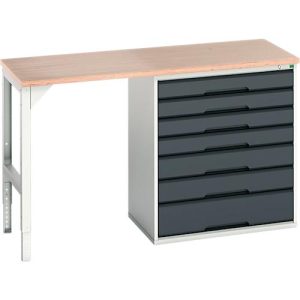 Unterbauwerkbank Bott verso, Multiplex-Platte, 7 Schubladen, B 1500 x T 600 x H 930 mm, Lichtgrau / Anthrazitgrau Unterbauwerkbank Bott verso, Multiplex-Platte, 7 Schubladen, B 1500 x T 600 x H 930 mm, Lichtgrau / Anthrazitgrau