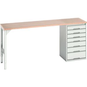 Unterbauwerkbank Bott verso, Multiplex-Platte, 7 Schubladen, B 2000 x T 600 x H 930 mm, Lichtgrau Unterbauwerkbank Bott verso, Multiplex-Platte, 7 Schubladen, B 2000 x T 600 x H 930 mm, Lichtgrau