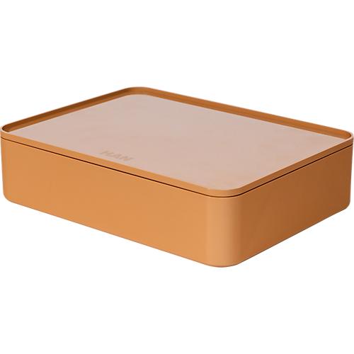 Utensilienbox HAN Allison Smart-Organizer, stapelb., mit Deckel, rutschfeste Gummifüße, ABS-Kunststoff, caramel-brown