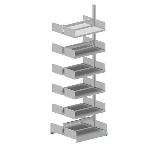 Variabo Freiarmregal, Anbaufeld, doppelseitig, 300 mm Fachtiefe, 750 x 2500 mm