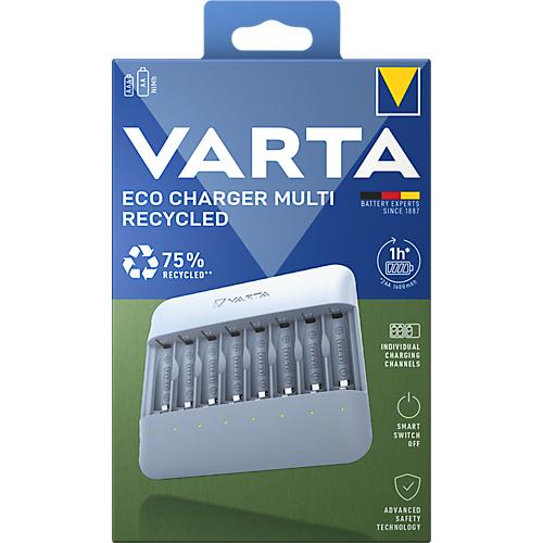 VARTA Batterie-Ladegerät Eco Charger Multi Recycled Box, für NiMH-Akkus, inkl. USB-Typ-C Ladekabel