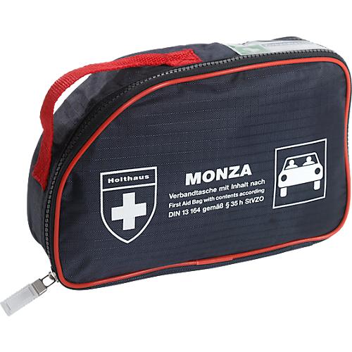 Verbandtasche MONZA, für das Auto, Inhalt nach DIN 13 164, B 250 x T 70 x H 150 mm, Nylon, blau-rot