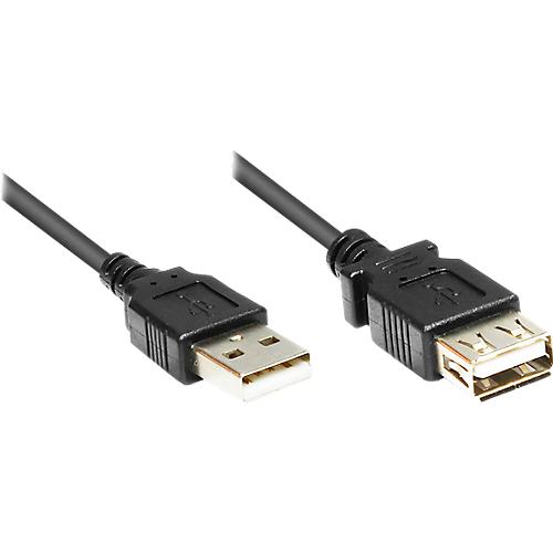 Verlängerung USB 2.0 Stecker A/A 1,8 m, schwarz