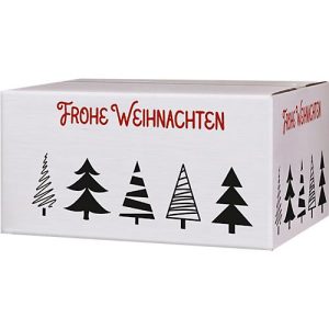 Versandkartons, mit Motiv „Tannenbaumallee“, bis 30 kg, Außenmaße 406 x 306 x 210 mm, Feinwellpappe, weiß-braun, 20 Stück Versandkartons, mit Motiv „Tannenbaumallee“, bis 30 kg, Außenmaße 406 x 306 x 210 mm, Feinwellpappe, weiß-braun, 20 Stück