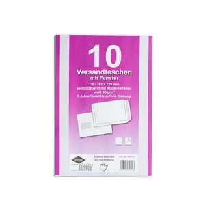 Versandtaschen Eurokuvert, DIN C5, mit Fenster, haftklebend, 10 Stück, Papier, weiß Versandtaschen Eurokuvert, DIN C5, mit Fenster, haftklebend, 10 Stück, Papier, weiß