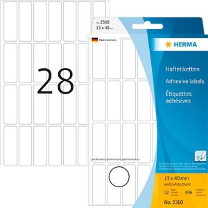 Vielzwecketiketten Herma, 13 x 40 mm, selbstklebend, permanent, matt, 896 Stück, weiß Vielzwecketiketten Herma, 13 x 40 mm, selbstklebend, permanent, matt, 896 Stück, weiß