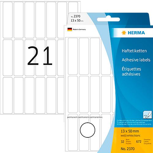 Vielzwecketiketten Herma, 13 x 50 mm, selbstklebend, permanent, matt, 672 Stück, weiß