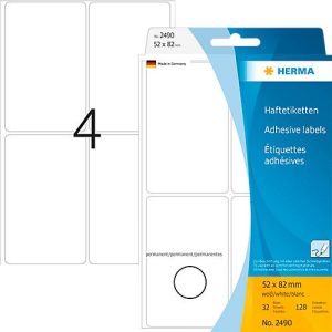 Vielzwecketiketten Herma, 52 x 82 mm, selbstklebend, permanent, matt, 128 Stück, weiß Vielzwecketiketten Herma, 52 x 82 mm, selbstklebend, permanent, matt, 128 Stück, weiß