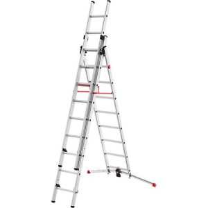 Vielzweckleiter Hailo S100 ProfiLOT, EN 131, LOT-System, Treppen verstellbar bis 540 mm, bis 150 kg, 2 x 9 + 1 x 8 Vielzweckleiter Hailo S100 ProfiLOT, EN 131, LOT-System, Treppen verstellbar bis 540 mm, bis 150 kg, 2 x 9 + 1 x 8