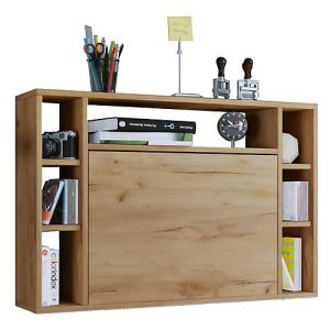 Wandschreibtisch Wandila, ideal für das Home Office, ausklappbare Tischplatte & 7 Fächer, B 900 x T 200/670 x H 600 mm, Holz, Honig-Eiche Wandschreibtisch Wandila, ideal für das Home Office, ausklappbare Tischplatte & 7 Fächer, B 900 x T 200/670 x H 600 mm, Holz, Honig-Eiche