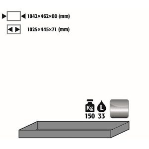 Wannenboden Standard für asecos Sicherheitsschränke der Q30, Q90 und S90 Serie, Edelstahl 1.4016, B 1042 x T 462 x H 80 mm, 33 l, bis 150 kg Wannenboden Standard für asecos Sicherheitsschränke der Q30, Q90 und S90 Serie, Edelstahl 1.4016, B 1042 x T 462 x H 80 mm, 33 l, bis 150 kg