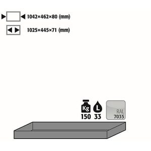 Wannenboden Standard für asecos Sicherheitsschränke der Q30, Q90 und S90 Serie, Stahlblech, lichtgrau, B 1042 x T 462 x H 80 mm, 33 l, bis 150 kg Wannenboden Standard für asecos Sicherheitsschränke der Q30, Q90 und S90 Serie, Stahlblech, lichtgrau, B 1042 x T 462 x H 80 mm, 33 l, bis 150 kg