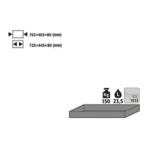 Wannenboden Standard für asecos Sicherheitsschränke der Q30, Q90 und S90 Serie, Stahlblech, lichtgrau, B 742 x T 462 x H 80 mm, 23,5 l, bis 150 kg Wannenboden Standard für asecos Sicherheitsschränke der Q30, Q90 und S90 Serie, Stahlblech, lichtgrau, B 742 x T 462 x H 80 mm, 23,5 l, bis 150 kg