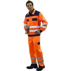 Warnschutz-Bundhose, orange/blau, Gr.58