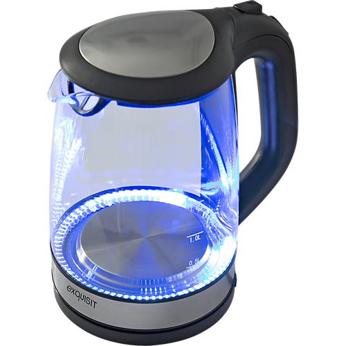 Wasserkocher exquisit WK 3501 swg, 2200 W, 2 l, mit Innenbeleuchtung, 360° drehbar, Glas