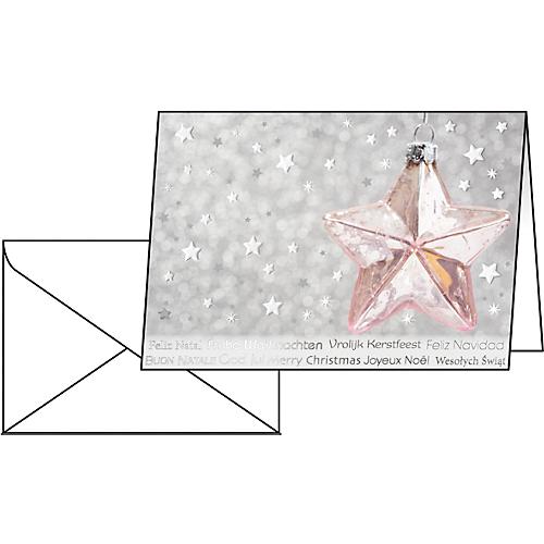 Weihnachtskarten Sigel Rose Star, 10 Stück, inkl. Umschlag, Silber-/Blindprägung, Glanzkarton, DIN A6