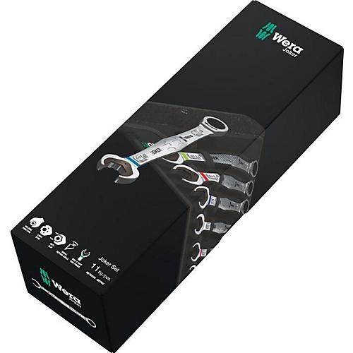WERA Maulringratschenschlüssel Satz Joker, 4-tlg., SW 10-19 mm, gerade, legierter Werkzeugstahl, matt verchromt