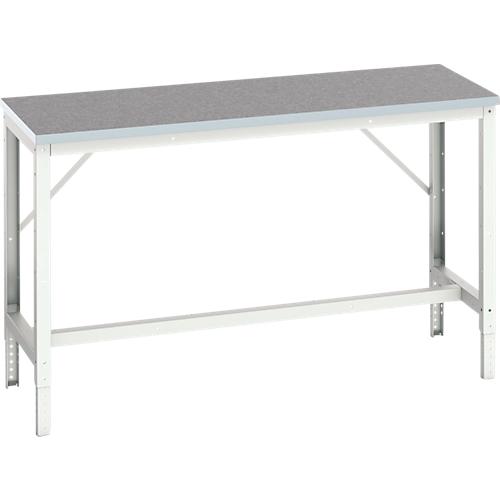 Werkbank Bott verso, Linoleum-Platte, mit Querstrebenset, B 1500 x T 600 x H 780 - 930 mm, RAL 7035 Lichtgrau