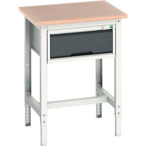 Werkbank Bott verso, Multiplex-Platte, 1 Schublade, mit Querstrebenset, B 700 x T 600 x H 780 – 930 mm, RAL 7035 Lichtgrau / Anthrazitgrau Werkbank Bott verso, Multiplex-Platte, 1 Schublade, mit Querstrebenset, B 700 x T 600 x H 780 – 930 mm, RAL 7035 Lichtgrau / Anthrazitgrau