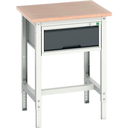 Werkbank Bott verso, Multiplex-Platte, 1 Schublade, mit Querstrebenset, B 700 x T 600 x H 780 - 930 mm, RAL 7035 Lichtgrau / Anthrazitgrau