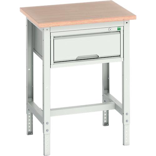 Werkbank Bott verso, Multiplex-Platte, 1 Schublade, mit Querstrebenset, B 700 x T 600 x H 780 - 930 mm, RAL 7035 Lichtgrau