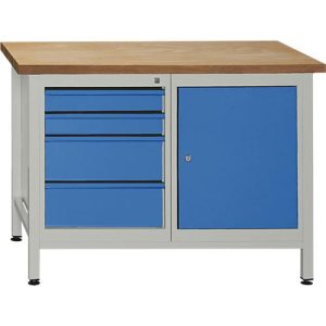 Werkbank mit 1 Tür, 1 Fachböden und 4 Schubladen Werkbank mit 1 Tür, 1 Fachböden und 4 Schubladen