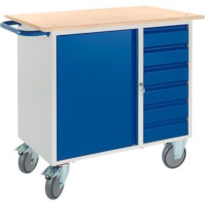 Werkbank mit Schrank, 6 Schubladen und 2 Lenkrollen/2 Bockrollen Werkbank mit Schrank, 6 Schubladen und 2 Lenkrollen/2 Bockrollen
