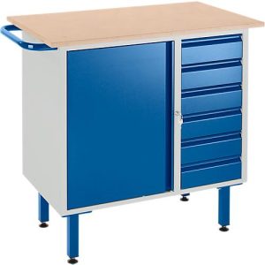 Werkbank mit Schrank, 6 Schubladen und Stellfüßen Werkbank mit Schrank, 6 Schubladen und Stellfüßen