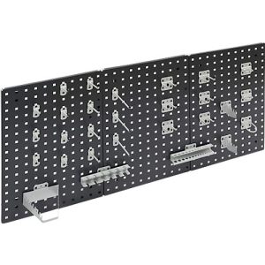 Werkzeughalter Set ADB, 28-teilig, für Lochwände mit 4-Kantlochung 10 x 10 mm & Lochabstand 38 mm, Stahl pulverbeschichtet, weißaluminium RAL 9006 Werkzeughalter Set ADB, 28-teilig, für Lochwände mit 4-Kantlochung 10 x 10 mm & Lochabstand 38 mm, Stahl pulverbeschichtet, weißaluminium RAL 9006