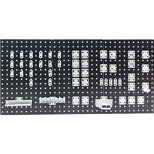 Werkzeughalter Set ADB, 50-teilig, für Lochwände mit 4-Kantlochung 10 x 10 mm & Lochabstand 38 mm, Stahl pulverbeschichtet, weißaluminium RAL 9006