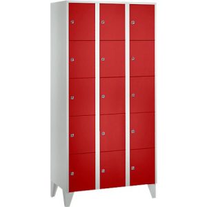Wertfachschrank 300 mm, 3 Abteile, 15 Fächer, Sicherheitszylinderschloss, Fuß, feuerrot Wertfachschrank 300 mm, 3 Abteile, 15 Fächer, Sicherheitszylinderschloss, Fuß, feuerrot
