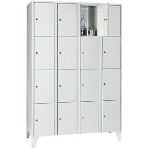 Wertfachschrank 300 mm, 4 Abteile, 16 Fächer, Sicherheitszylinderschloss, Fuß, lichtgrau Wertfachschrank 300 mm, 4 Abteile, 16 Fächer, Sicherheitszylinderschloss, Fuß, lichtgrau
