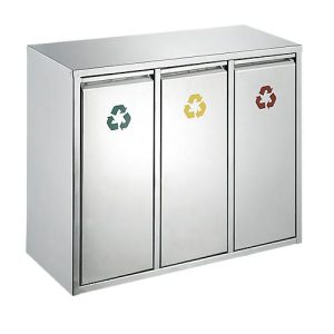 Wertstoff-Sortieranlage aus Edelstahl, 3 x 8 l Wertstoff-Sortieranlage aus Edelstahl, 3 x 8 l