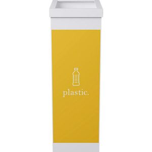 Wertstoffsammler Paperflow, Volumen 60 l, für Kunststoff, mit abnehmbarem Deckel & Piktogramm, erweiterbar, L 363 x B 263 x H 760 mm, Polystyrol, gelb-weiß Wertstoffsammler Paperflow, Volumen 60 l, für Kunststoff, mit abnehmbarem Deckel & Piktogramm, erweiterbar, L 363 x B 263 x H 760 mm, Polystyrol, gelb-weiß