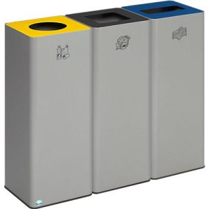 Wertstoffsammler VAR Quadro, 3-fach, Gesamtvolumen 210 l, Stahlblech verzinkt Wertstoffsammler VAR Quadro, 3-fach, Gesamtvolumen 210 l, Stahlblech verzinkt